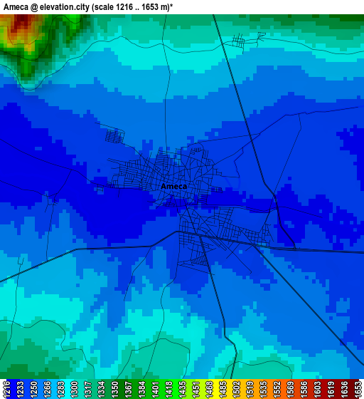 Ameca elevation map