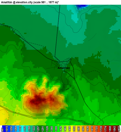 Amatitán elevation map