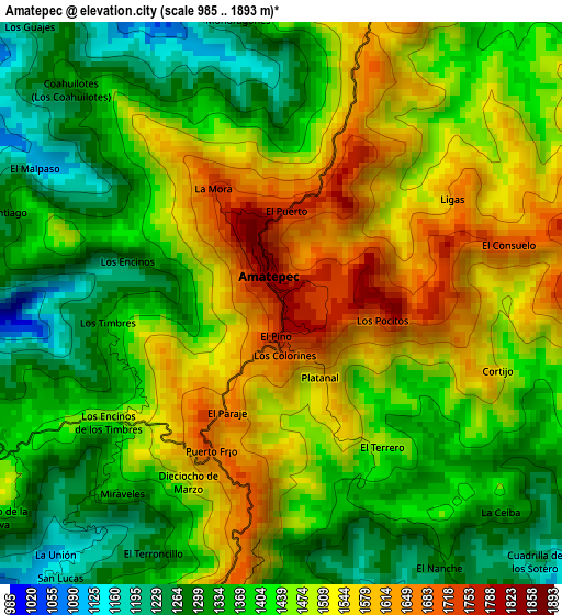 Amatepec elevation map