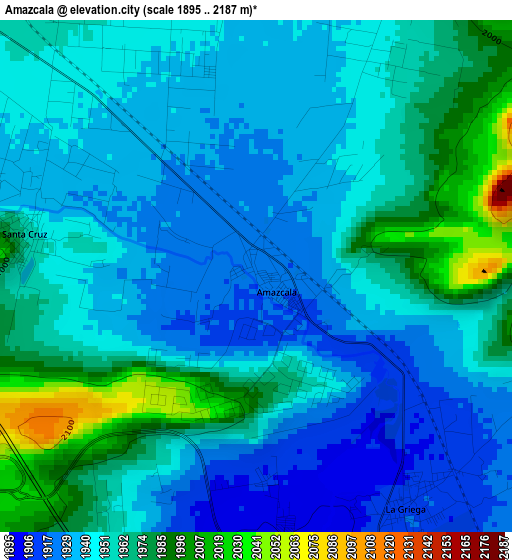 Amazcala elevation map