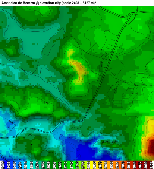 Amanalco de Becerra elevation map