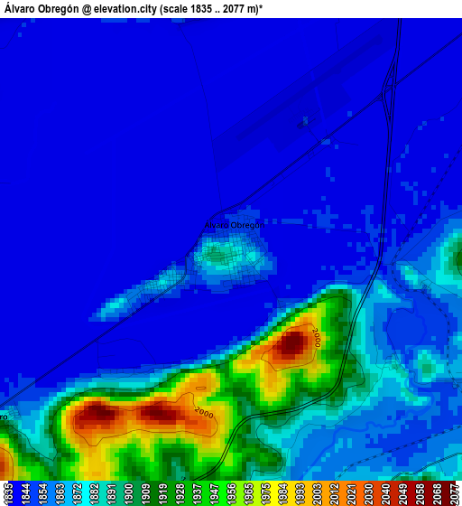 Álvaro Obregón elevation map