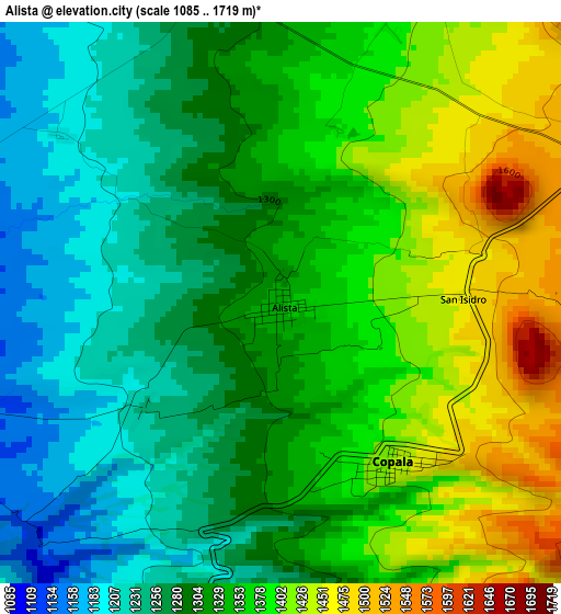 Alista elevation map