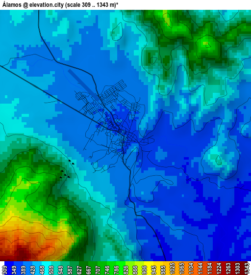 Álamos elevation map