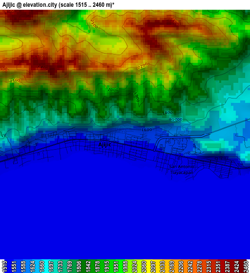 Ajijic elevation map