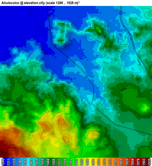 Ahuisculco elevation map