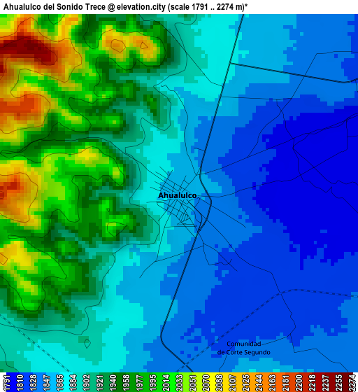 Ahualulco del Sonido Trece elevation map