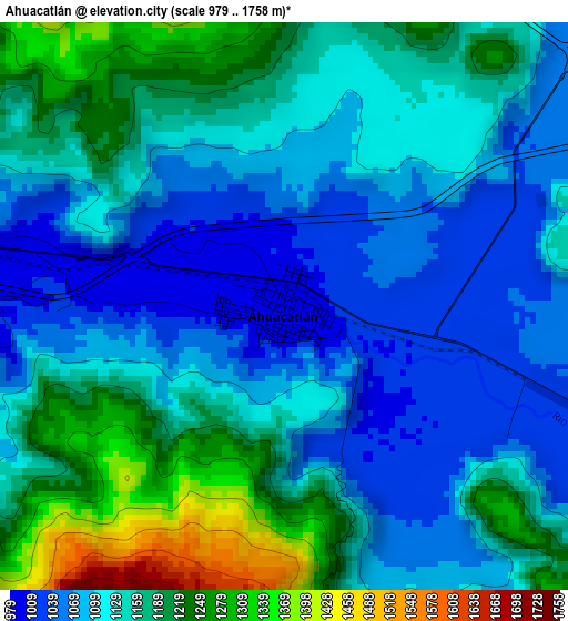 Ahuacatlán elevation map