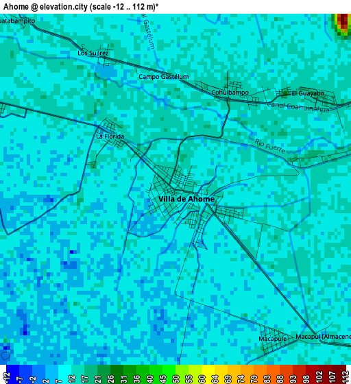 Ahome elevation map