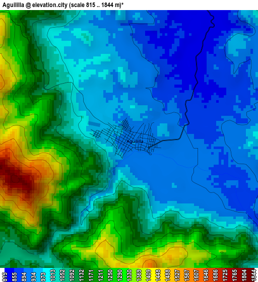 Aguililla elevation map