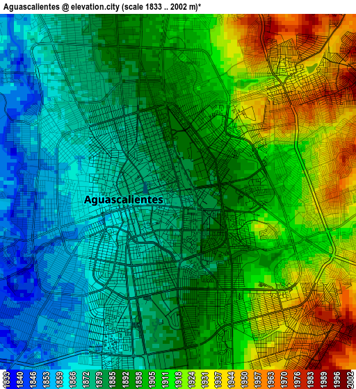 Aguascalientes elevation map