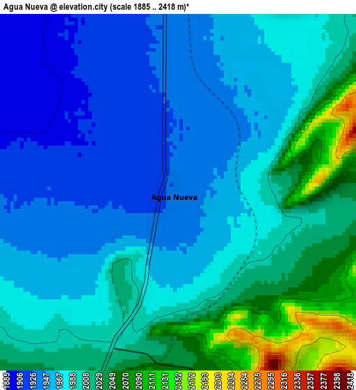 Agua Nueva elevation map