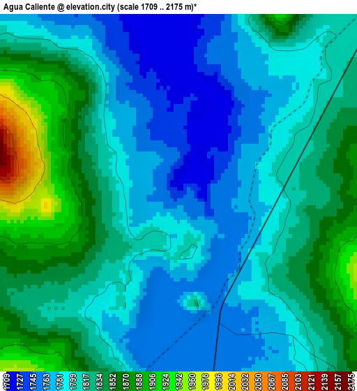 Agua Caliente elevation map