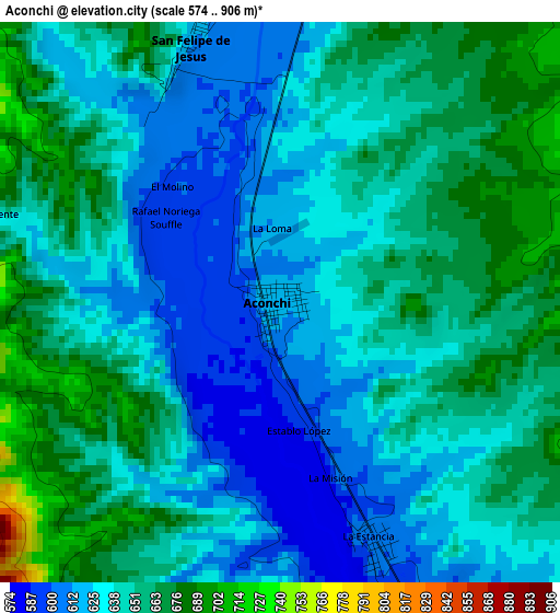 Aconchi elevation map