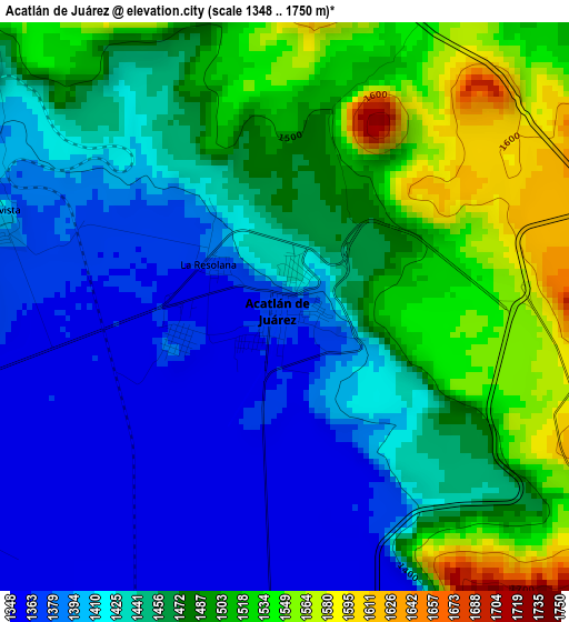 Acatlán de Juárez elevation map