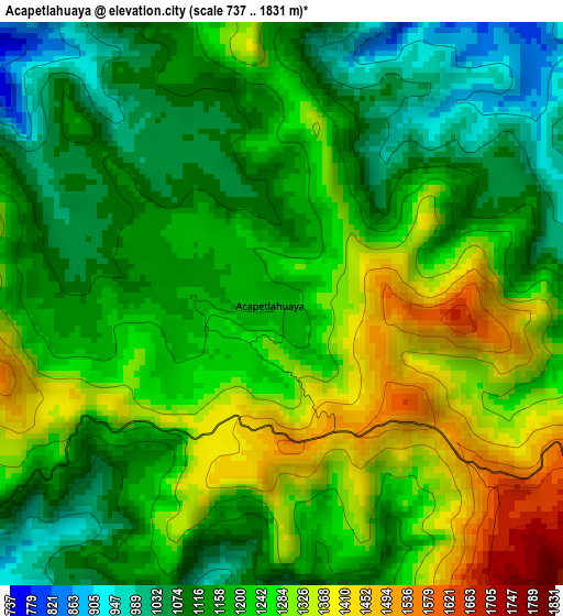 Acapetlahuaya elevation map