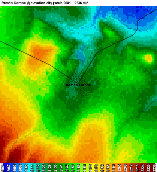 Ramón Corona elevation map