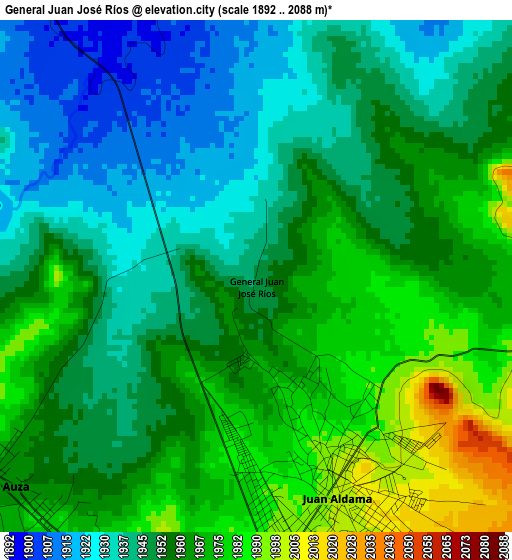 General Juan José Ríos elevation map