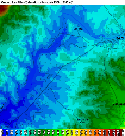 Crucero Las Pilas elevation map