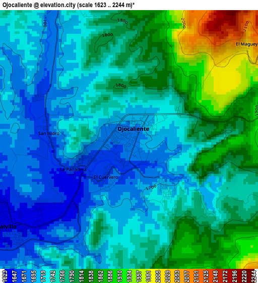 Ojocaliente elevation map