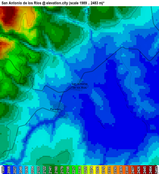 San Antonio de los Ríos elevation map