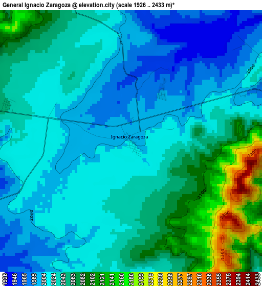 General Ignacio Zaragoza elevation map