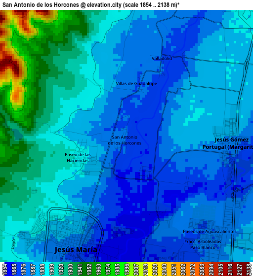 San Antonio de los Horcones elevation map
