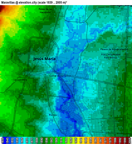 Maravillas elevation map