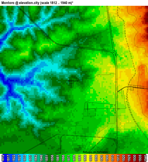 Montoro elevation map