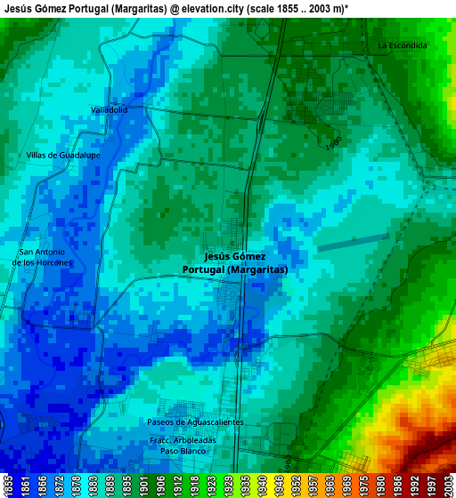 Jesús Gómez Portugal (Margaritas) elevation map