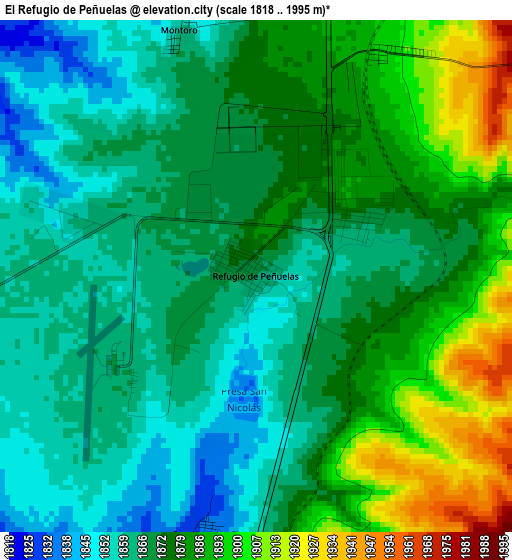 El Refugio de Peñuelas elevation map