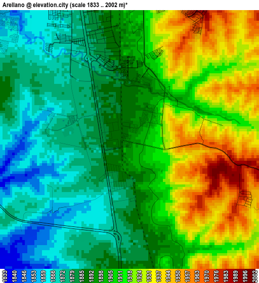 Arellano elevation map