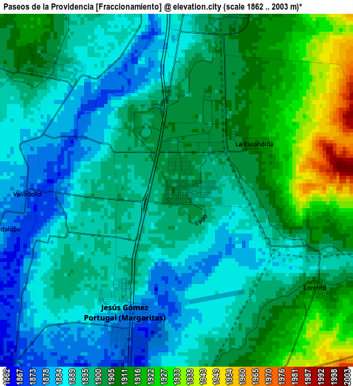 Paseos de la Providencia [Fraccionamiento] elevation map