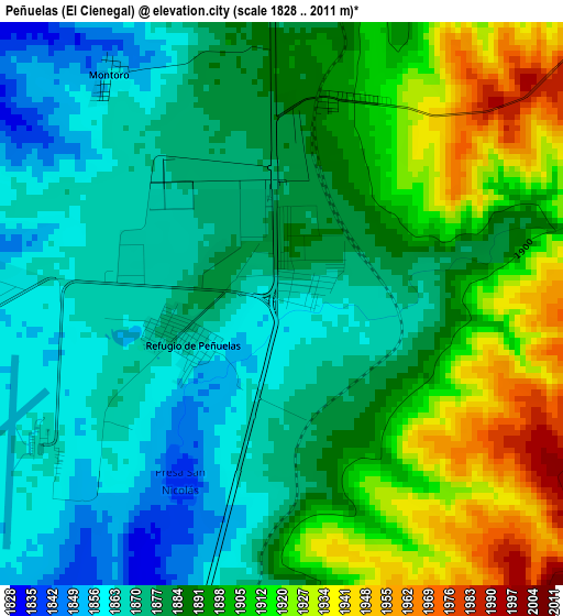 Peñuelas (El Cienegal) elevation map