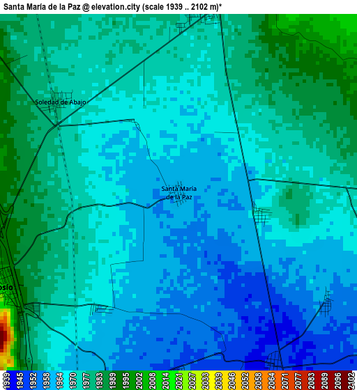 Santa María de la Paz elevation map