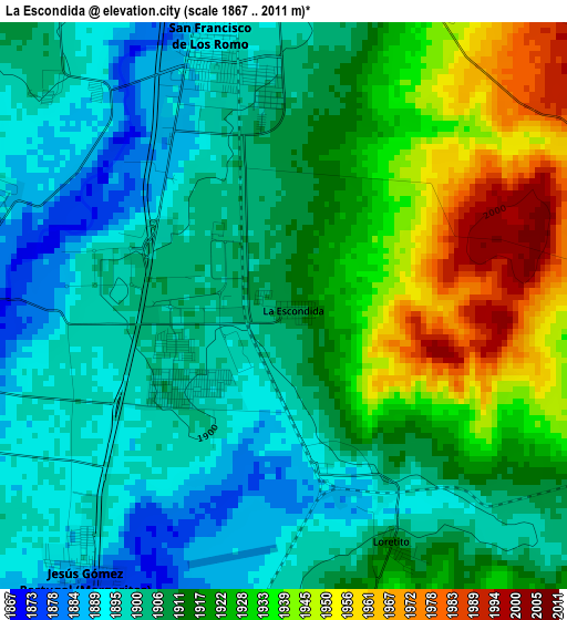 La Escondida elevation map