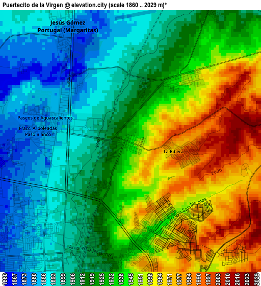 Puertecito de la Virgen elevation map