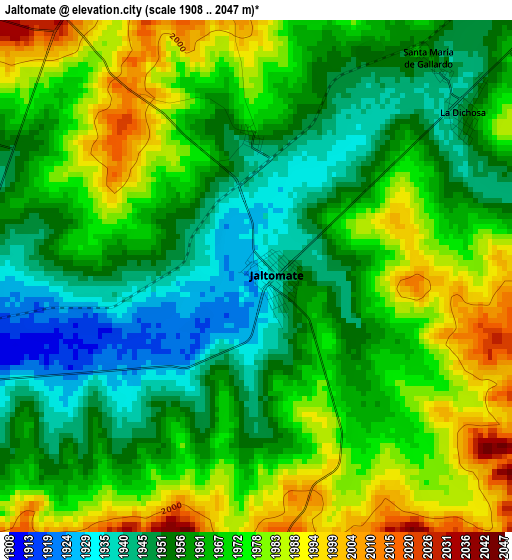 Jaltomate elevation map