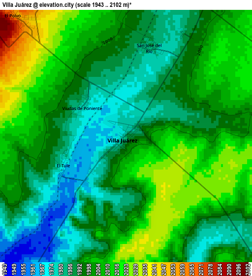 Villa Juárez elevation map
