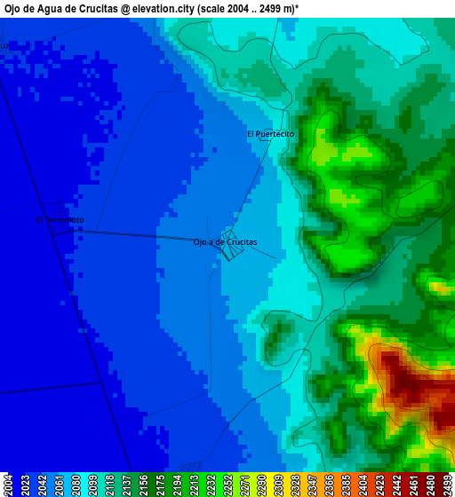 Ojo de Agua de Crucitas elevation map