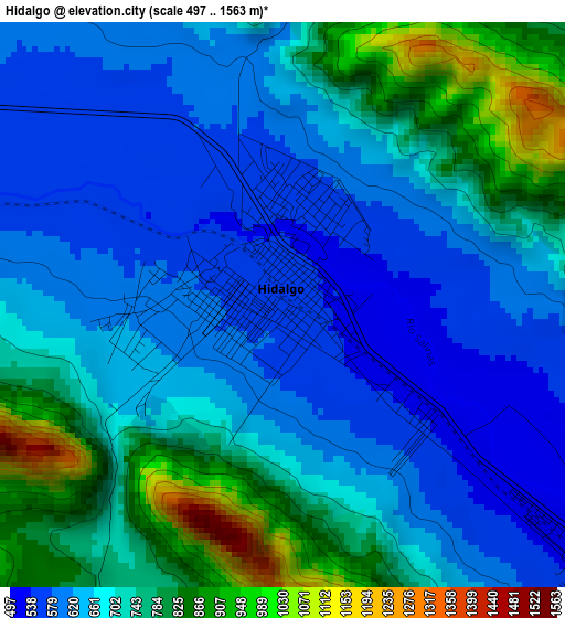 Hidalgo elevation map