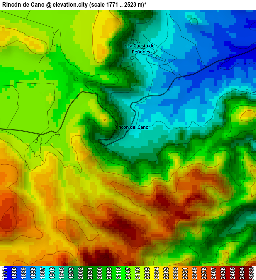 Rincón de Cano elevation map