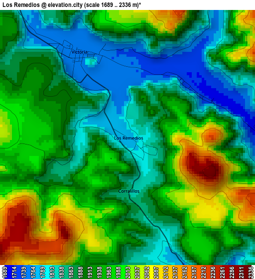 Los Remedios elevation map