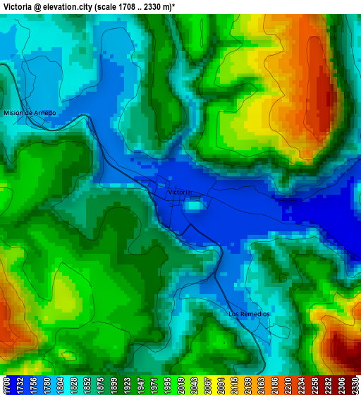 Victoria elevation map