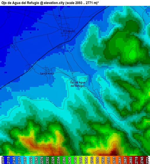 Ojo de Agua del Refugio elevation map