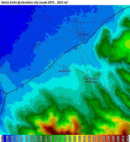 Santa Anita elevation map