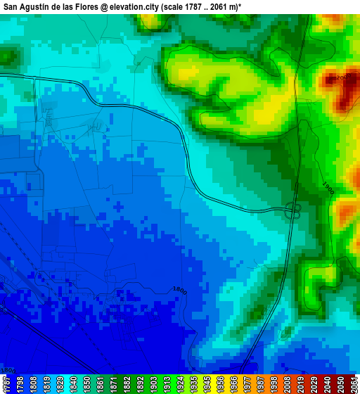 San Agustín de las Flores elevation map