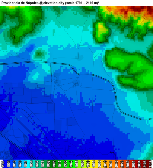 Providencia de Nápoles elevation map