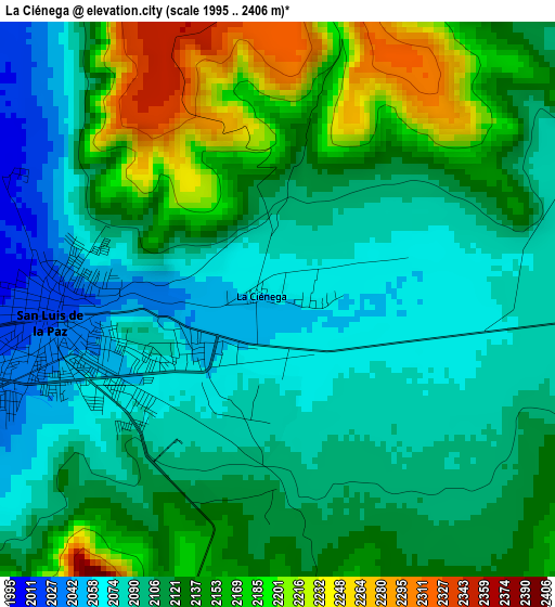 La Ciénega elevation map