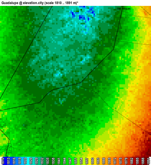 Guadalupe elevation map